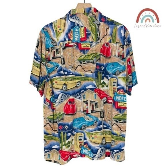 Vintage 80s Paradise Found Route 66 Cars Motel Honolulu Hawaii Hawaiian Shirt - Picture 2 of 10